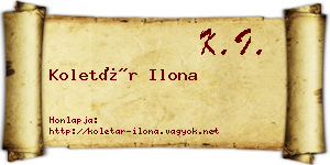 Koletár Ilona névjegykártya